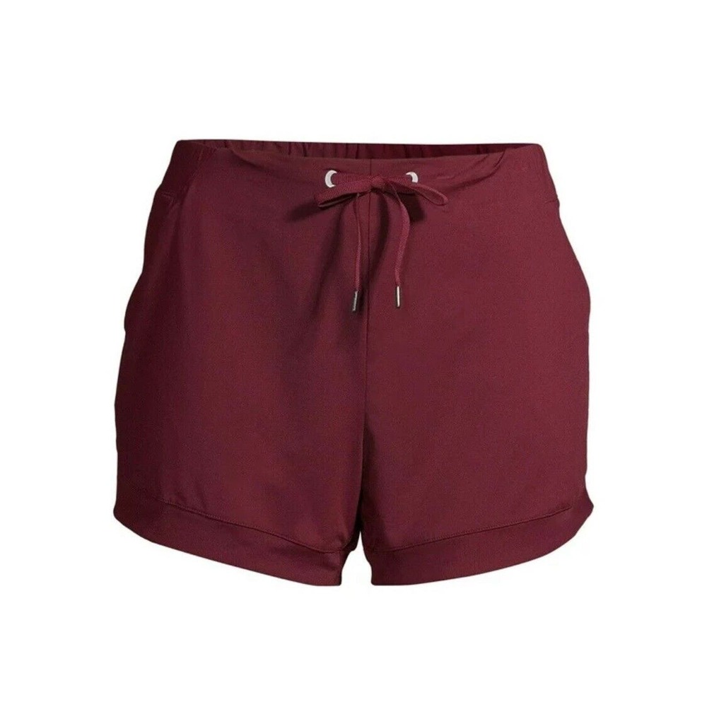 Avia Women Running Athletic Gym Shorts XL Burgundy‎ Mesh Hem Pockets Drawstring
